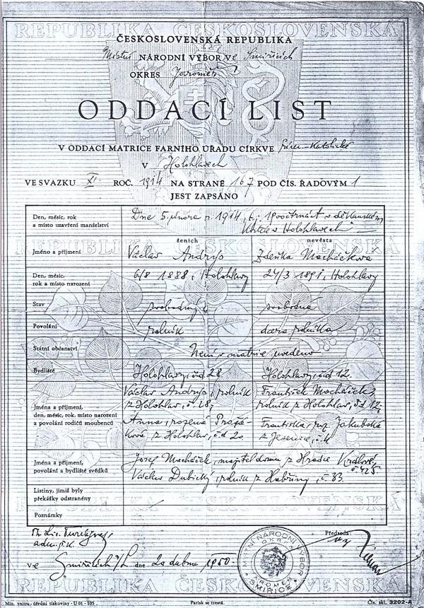 Oddací list