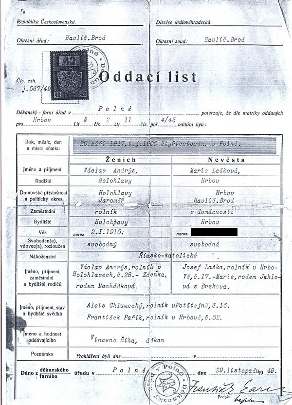 Oddací list
