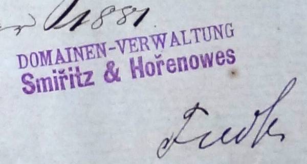 Domainen-Verwaltung Smiitz & Hoenowes z roku 1881