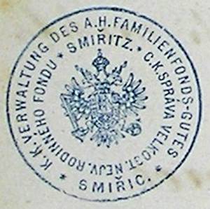 C.K. Správa velkost. nejv. rodinného fondu Smiřic 30.7.1884.