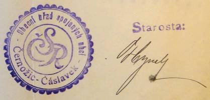 razítko Černožic 30.3.1923